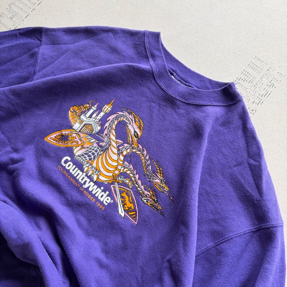 Vintage 90s‎ Crazy Dragon Graphic Tournament of Roses 1995 Crewneck Sweater
